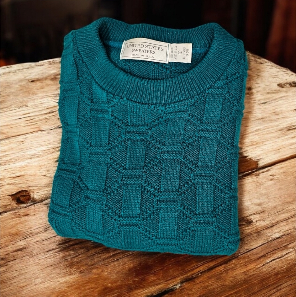 Vintage United States Sweaters Women's Rich Teal Crewneck Size--XL
